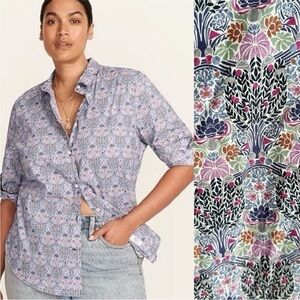 J.Crew Women's Liberty Club Floral Cotton Button Down Shirt